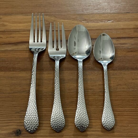 Towle America Hammered Stainless Flatware 4 PC Lot Forks and Spoons - Picture 7 of 7
